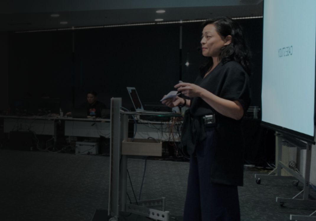 Val Madamba presenting to a group
